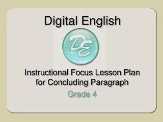 Instructional Focus Lesson Plan for Concluding Paragraph Grade 4