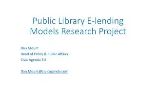 Public Library E-lending Models Research Project