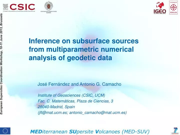 inference on subsurface sources from multiparametric numerical analysis of geodetic data