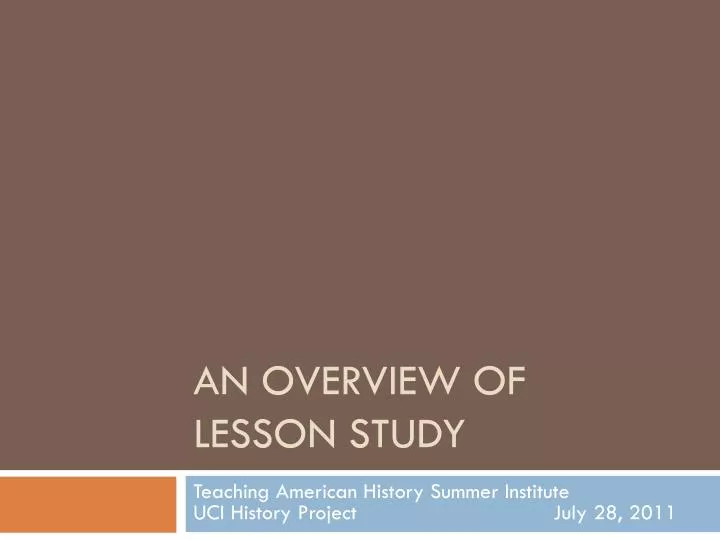 an overview of lesson study