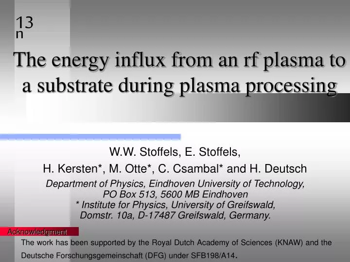 the energy influx from an rf plasma to a substrate during plasma processing