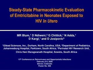 Steady-State Pharmacokinetic Evaluation of Emtricitabine in Neonates Exposed to HIV In Utero