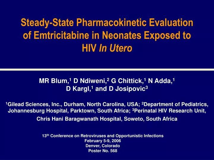 steady state pharmacokinetic evaluation of emtricitabine in neonates exposed to hiv in utero