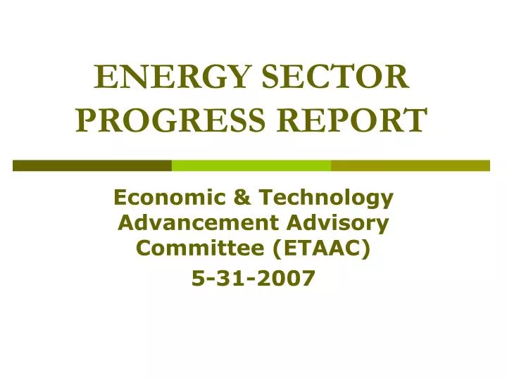 energy sector progress report