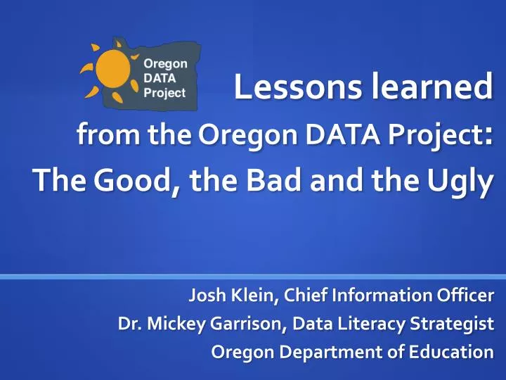 lessons learned from the oregon data project