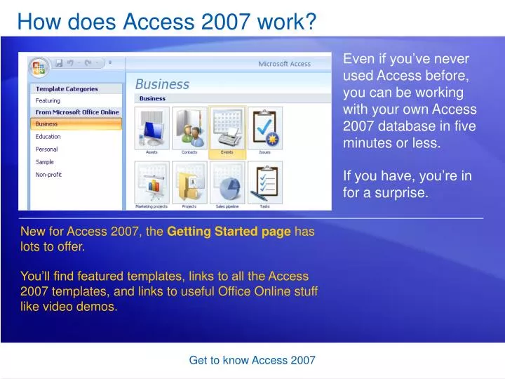 how does access 2007 work
