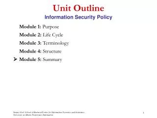 Unit Outline Information Security Policy