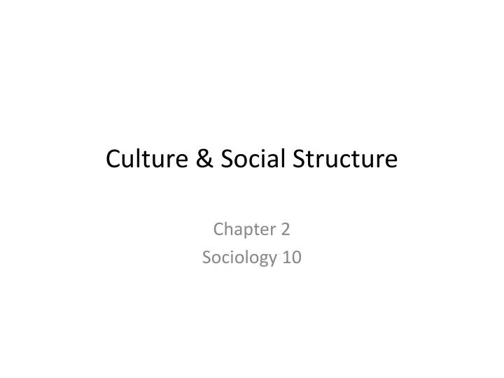 culture social structure