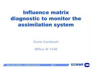 Influence matrix diagnostic to monitor the assimilation system Carla Cardinali Office N 1140