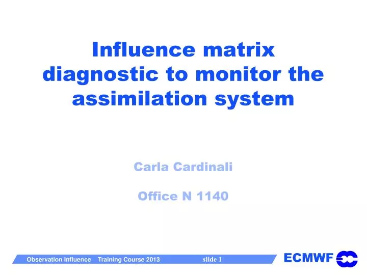 influence matrix diagnostic to monitor the assimilation system carla cardinali office n 1140