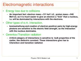 Electromagnetic interactions