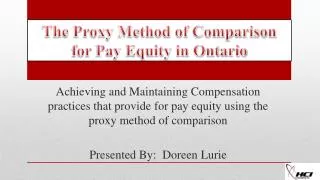The Proxy Method of Comparison for Pay Equity in Ontario