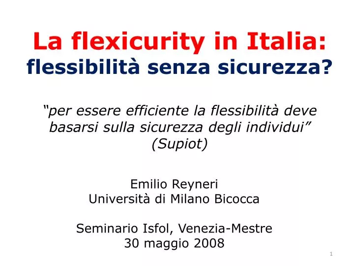 emilio reyneri universit di milano bicocca seminario isfol venezia mestre 30 maggio 2008