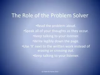 the role of the problem solver