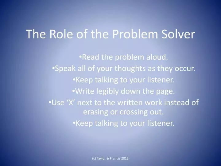 the role of the problem solver