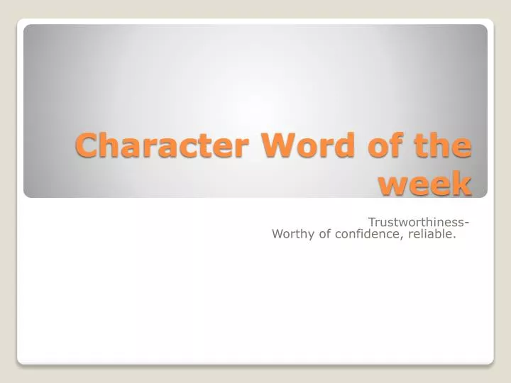 character word of the week