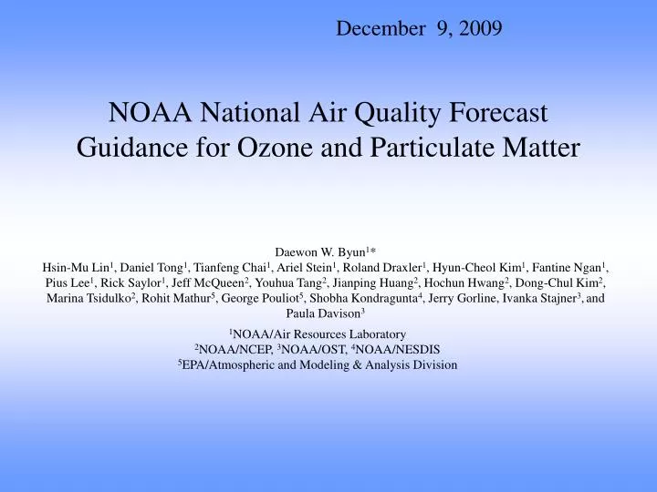 noaa national air quality forecast guidance for ozone and particulate matter