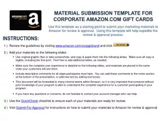 Material Submission template for Corporate Amazon Gift Cards