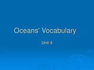 Oceans' Vocabulary