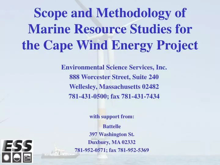 scope and methodology of marine resource studies for the cape wind energy project