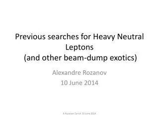 Previous searches for Heavy Neutral Leptons (and other beam-dump exotics)
