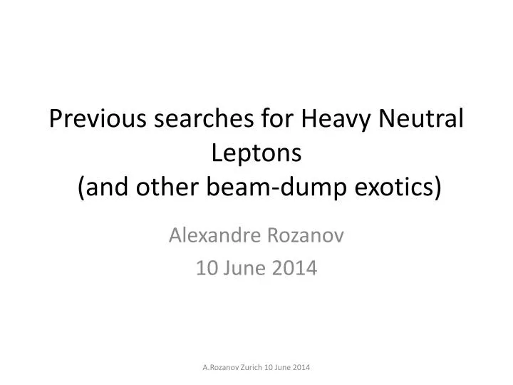 previous searches for heavy neutral leptons and other beam dump exotics