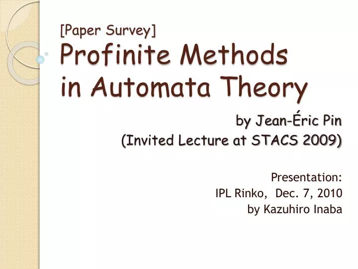 paper survey profinite methods in automata theory