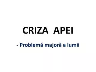 criza apei