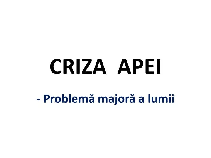 criza apei