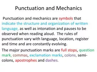Punctuation and Mechanics