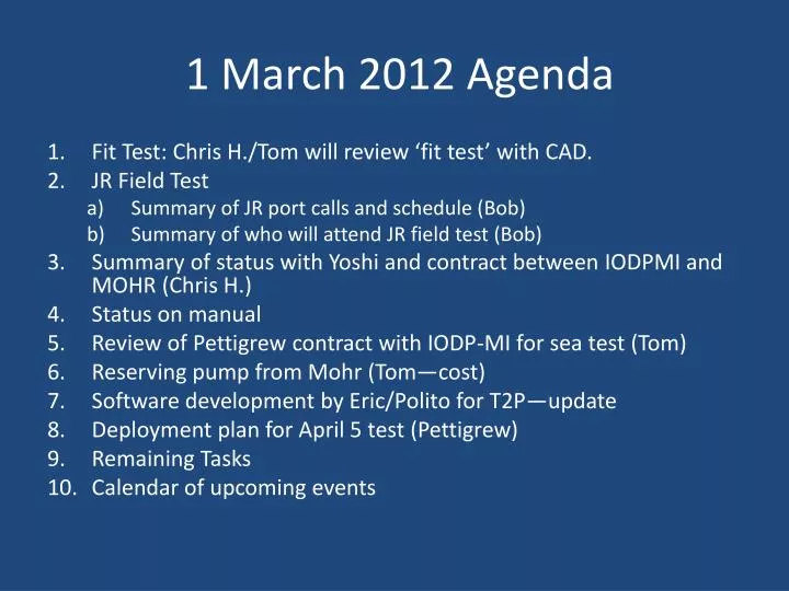 1 march 2012 agenda