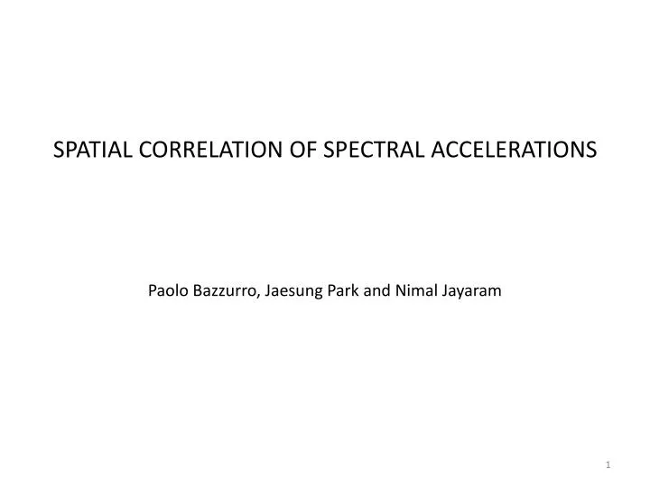 spatial correlation of spectral accelerations