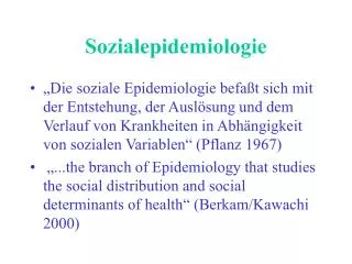 sozialepidemiologie
