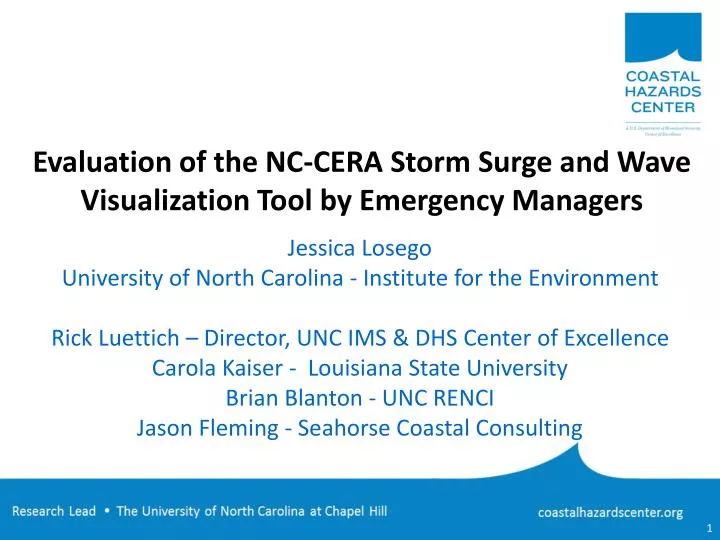 evaluation of the nc cera storm surge and wave visualization tool by emergency managers