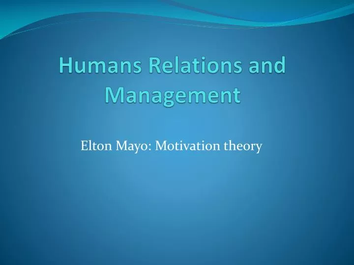 humans relations and management