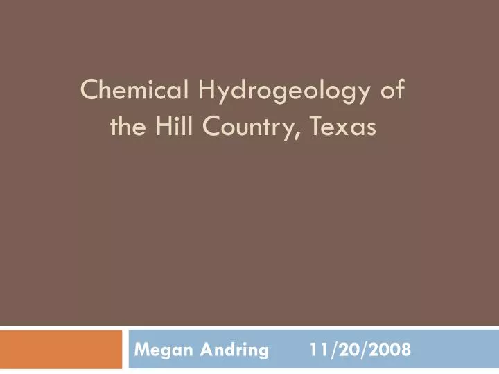 chemical hydrogeology of the hill country texas