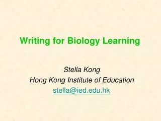 Writing for Biology Learning