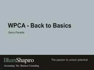 wpca back to basics