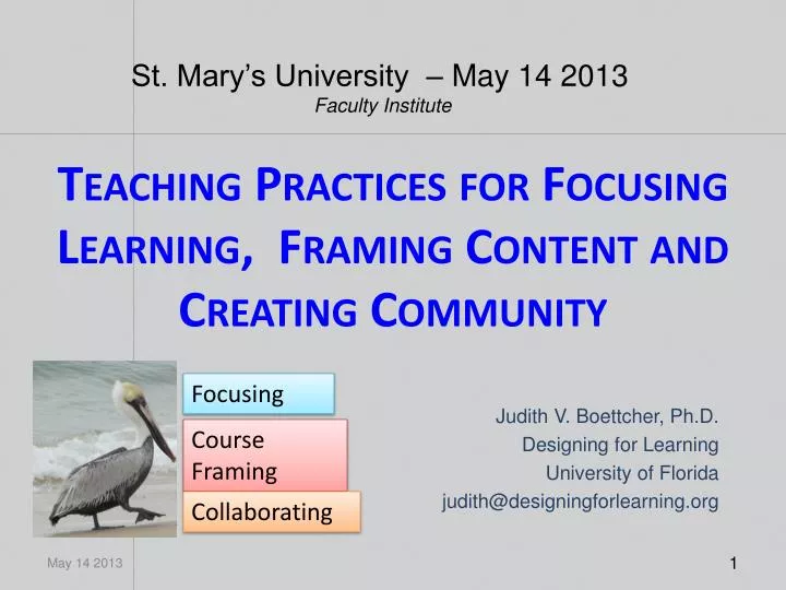 teaching practices for focusing learning framing content and creating community