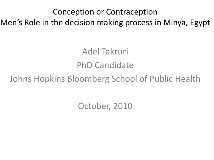 conception or contraception men s role in the decision making process in minya egypt