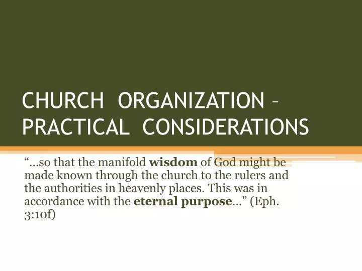 church organization practical considerations