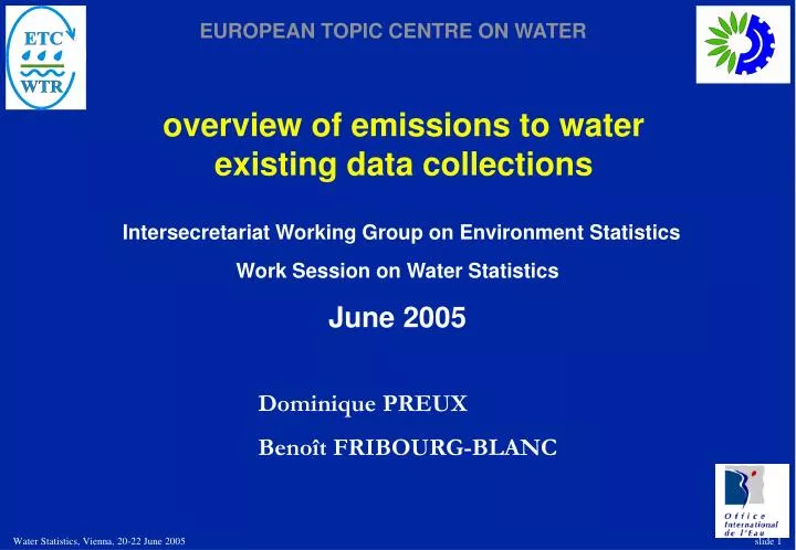 overview of emissions to water existing data collections