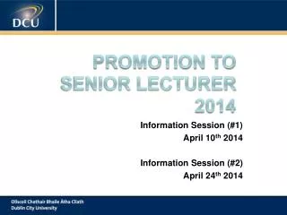 Promotion to Senior Lecturer 2014
