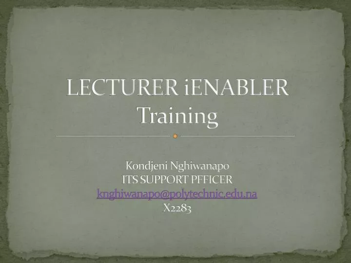 lecturer ienabler training