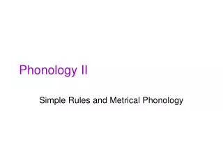 Phonology II