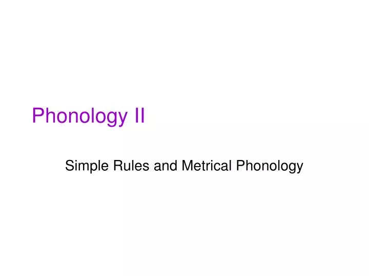 phonology ii