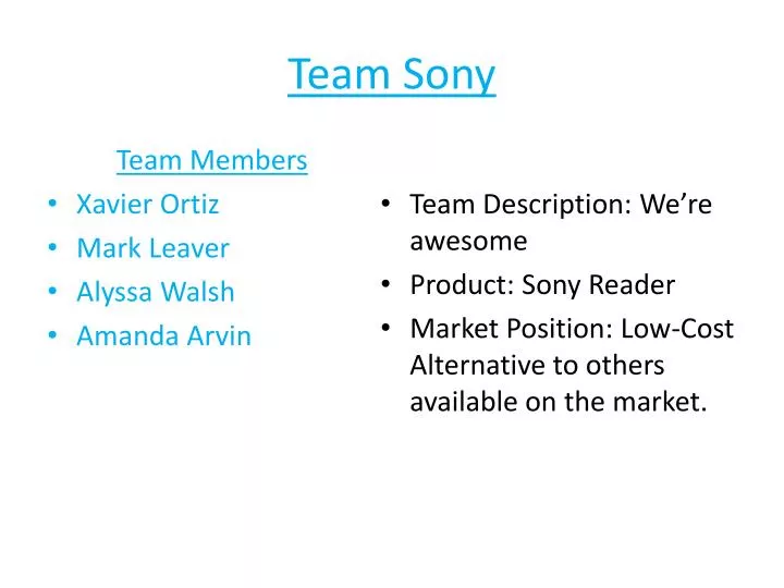 team sony