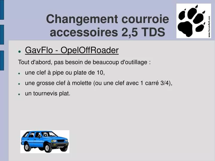 changement courroie accessoires 2 5 tds