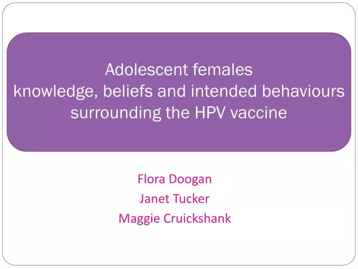 adolescent females knowledge beliefs and intended behaviours surrounding the hpv vaccine