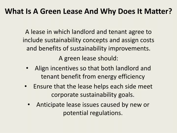 what is a green lease and why does it matter